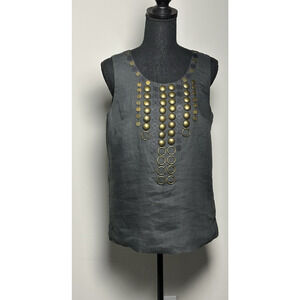 J. Crew Dark Gray with Brass‎ Button in Front (Size 4) Pullover Tunic Top